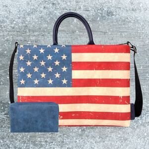 Montana West Waterproof USA Flag Laptop Sleeve Messenger Bag Computer Bag 15.6""